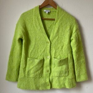 COS Lime Green Alpaca Blend Cardigan Sweater Size S